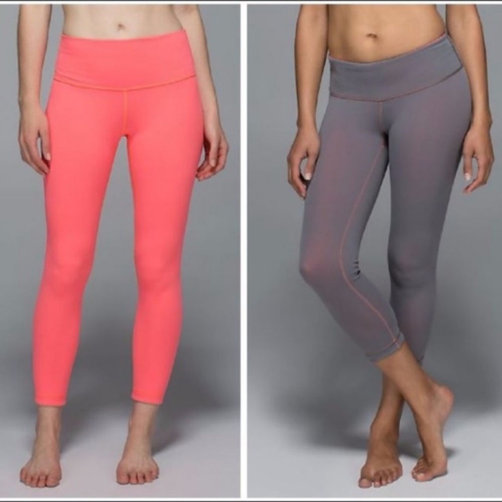 LULULEMON Wunder Under Crop II (Reversible) Sz 10 grapefruit/slate
